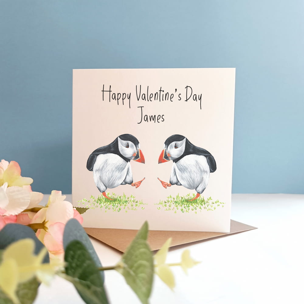Dancing Puffins Valentine's Day Card