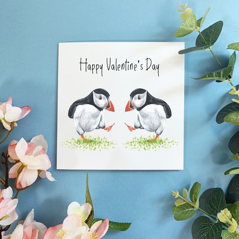 Dancing Puffins Valentine's Day Card