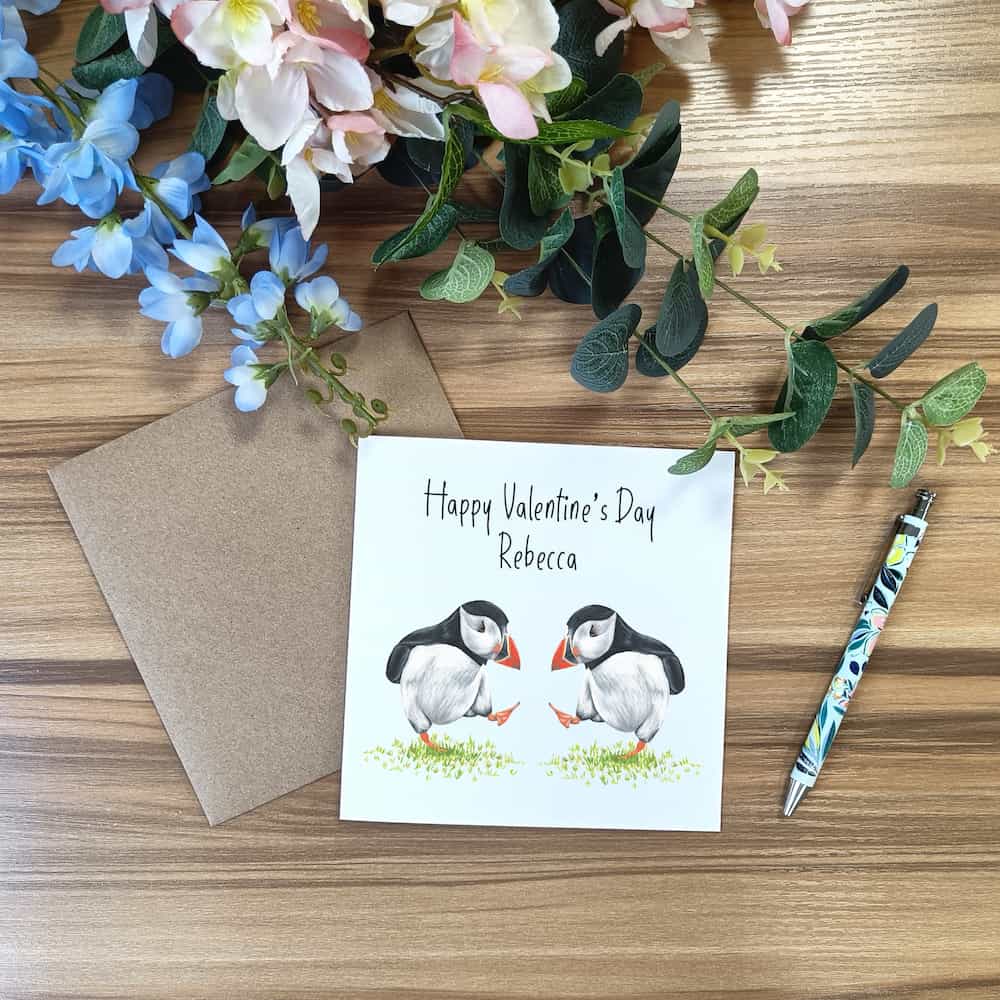 Dancing Puffins Valentine's Day Card