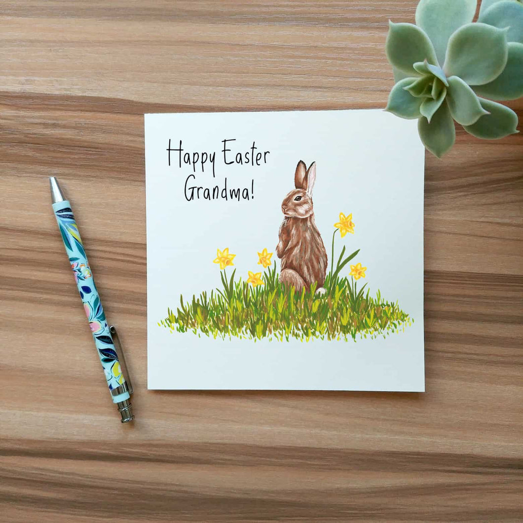 Personalised Bunny Easter Card | Rabbit Amongst the Daffodil's