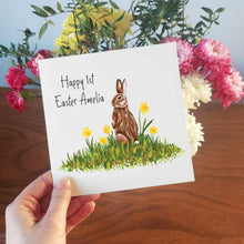 Load image into Gallery viewer, Personalised Bunny Easter Card | Rabbit Amongst the Daffodil&#39;s
