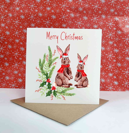 Personalised Rabbit Christmas Card