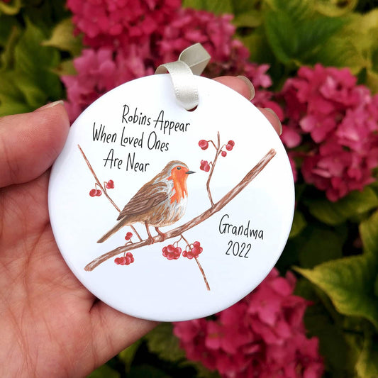 Personalised Robin Memorial Ceramic Decoration