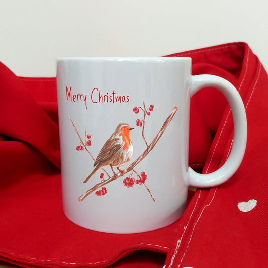 Christmas Robin Mug | Personalised Red Robin Ceramic Mug