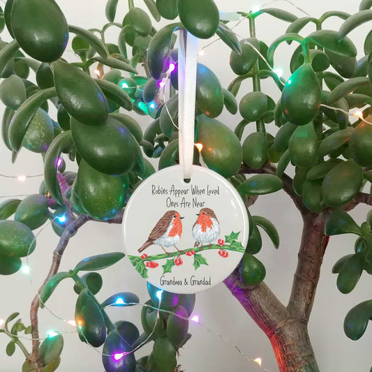 Robin Couple Personalised Christmas Memorial Decoration