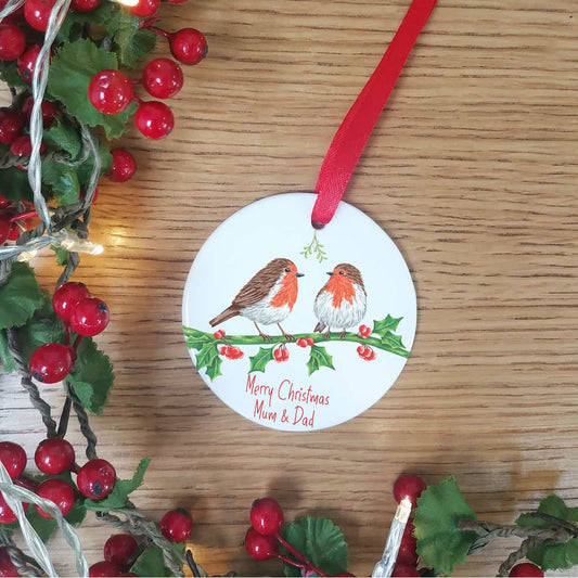 Christmas Robin Couple Tree Decoration