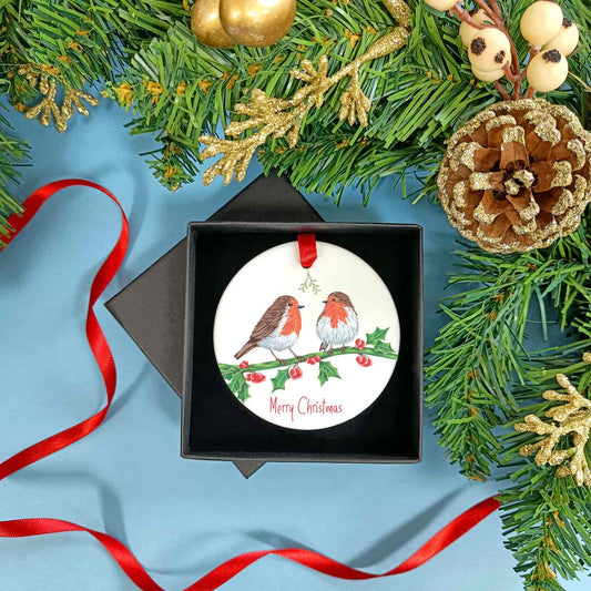 Christmas Robin Couple Tree Decoration