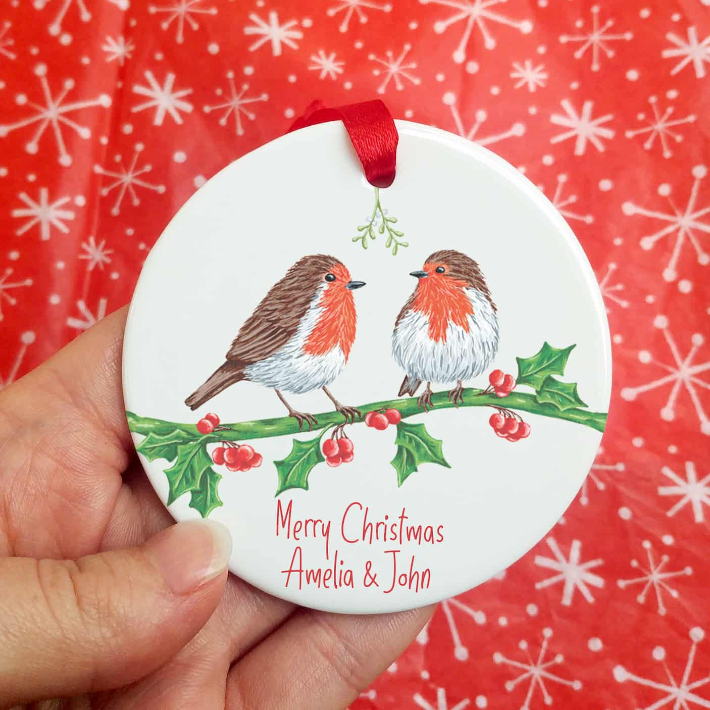 Christmas Robin Couple Tree Decoration