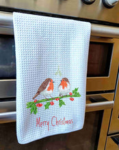 Load image into Gallery viewer, Robin Couple Christmas Tea Towel
