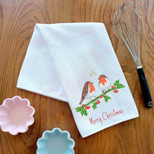Load image into Gallery viewer, Robin Couple Christmas Tea Towel
