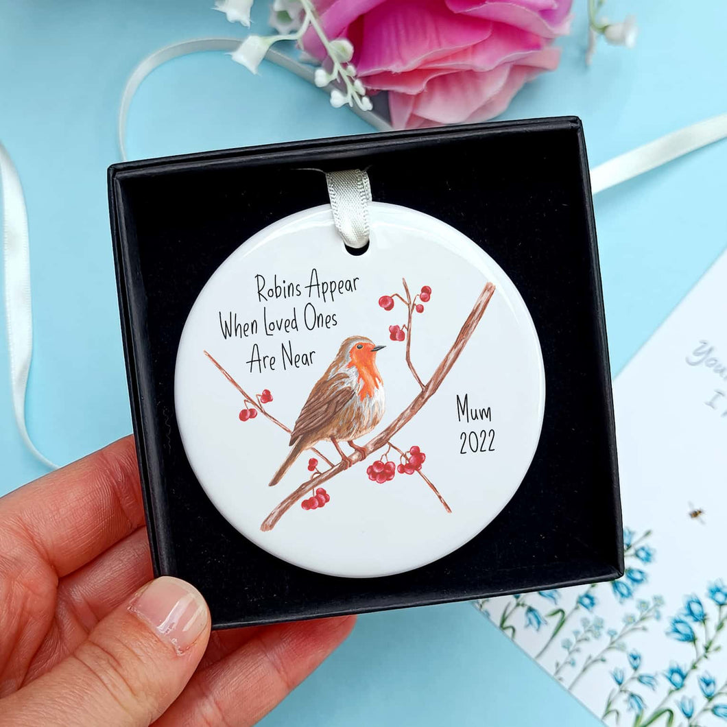 Personalised Robin Ceramic Decoration | Robins Appear When Loved Ones Are Near