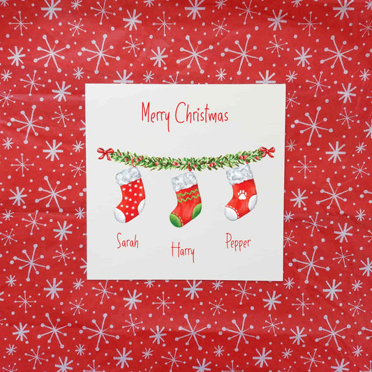 Personalised Christmas Stocking Card