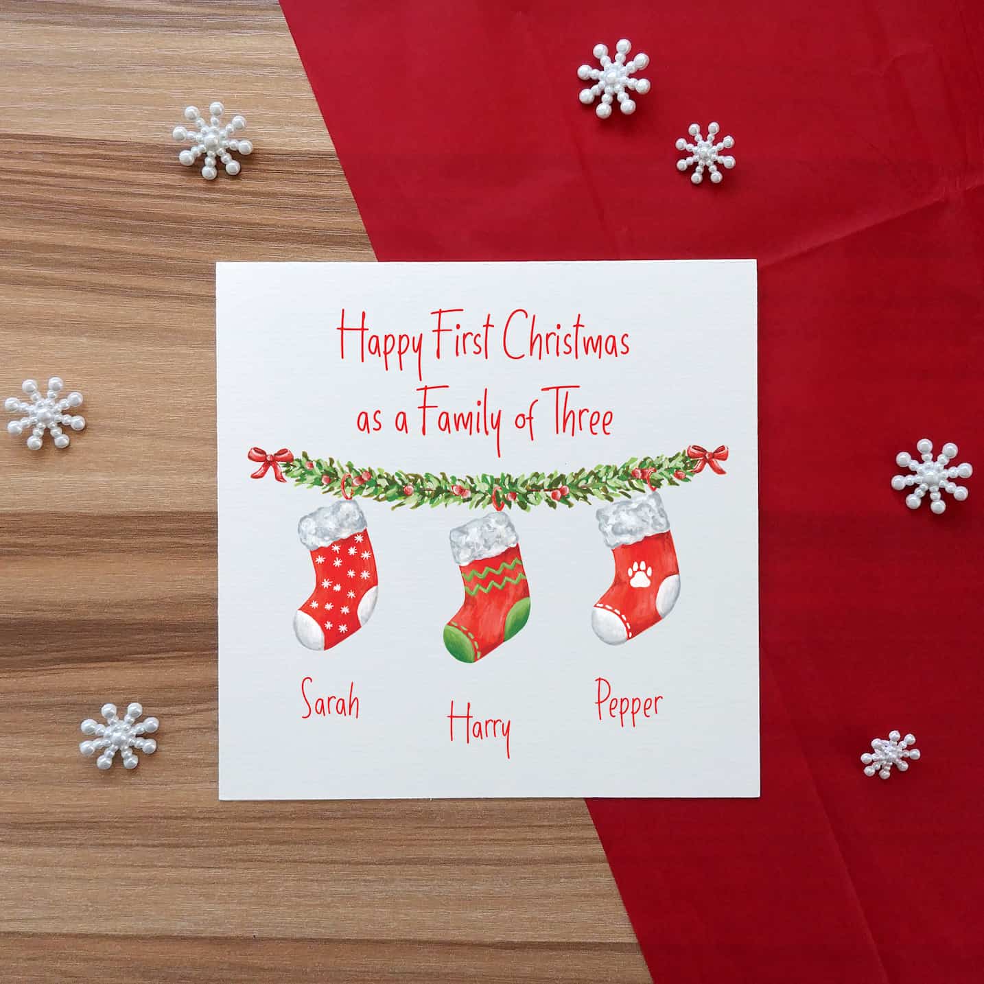 Personalised Christmas Stocking Card