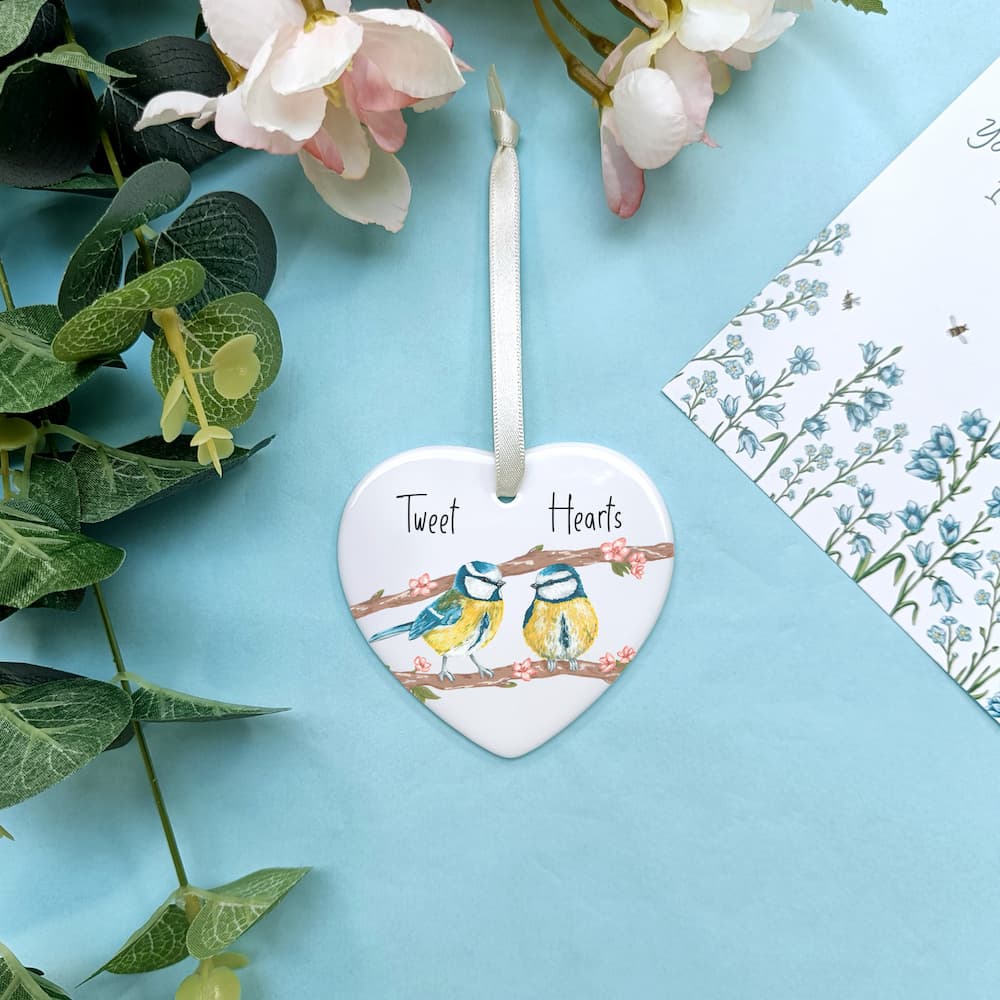 Personalised Valentine's Day Blue Tits Decoration