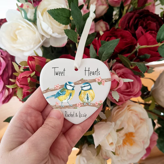 Personalised Valentine's Day Blue Tits Decoration
