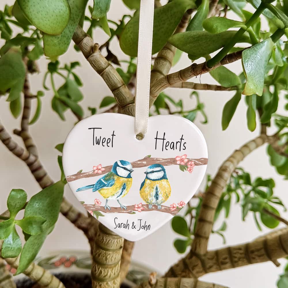 Personalised Valentine's Day Blue Tits Decoration