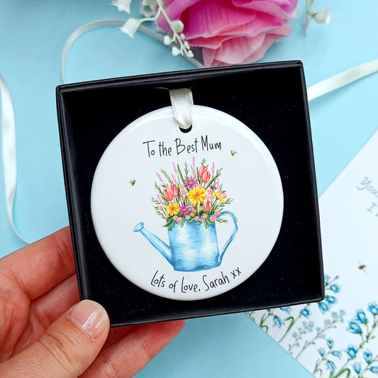 Personalised Best Mum Floral Ceramic Decoration