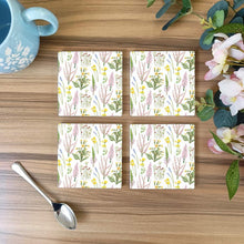 Load image into Gallery viewer, Woodland Flowers Ceramic Coaster | Floral Set of Coasters
