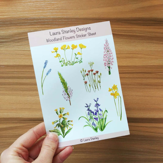 Illustrated Woodland Flowers Sticker Sheet